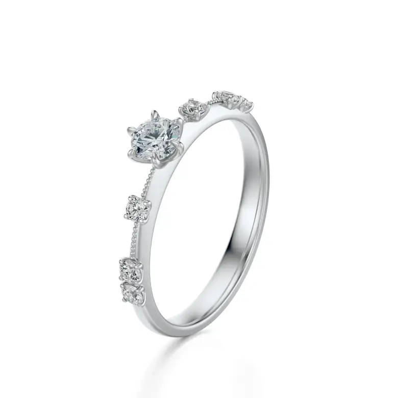 Pierścionek białe złoto z diamentami